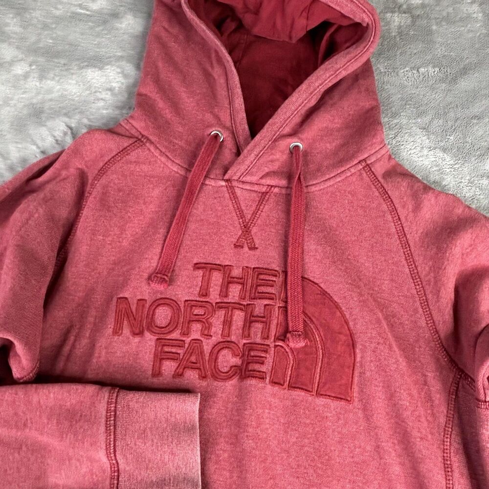 The North‎ Face Hoodie Sweatshirt Mens Small Red Fleece Half Dome Logo Pullover
